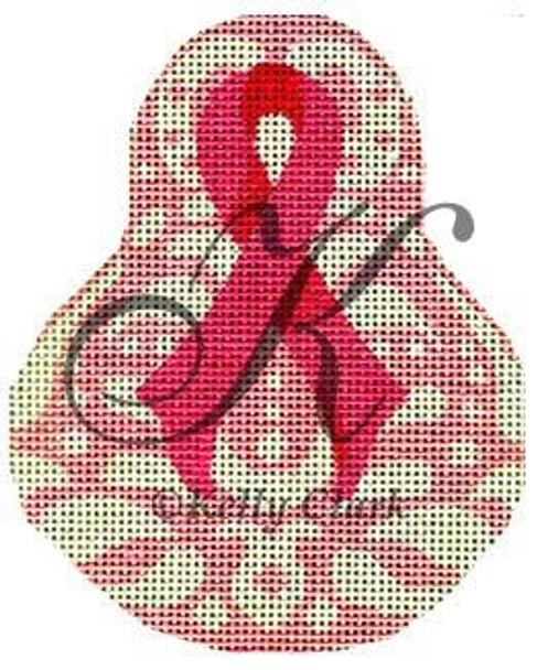 KCN1420 Pink Ribbon Pear 3.5"w x 4.5"h 18 Mesh KELLY CLARK STUDIO, LLC