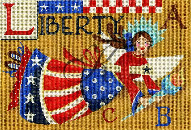 Country Sampler KCA25-18 Liberty Sampler 8.25" w x 5.5" h 18 Mesh KELLY CLARK STUDIO, LLC