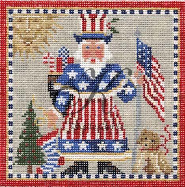 Patriotic Collection KCN181 Uncle Sam-a-Claus Square 6.5"w x 6.5"h 13 Mesh KELLY CLARK STUDIO, LLC