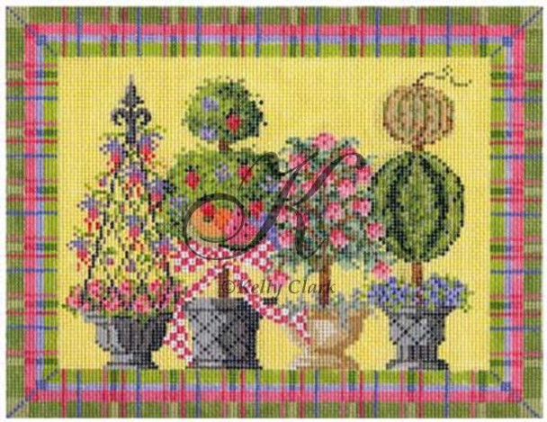 KCN901 Summertime Topiaries 10"w x 8"h 14 Mesh With Stitch Guide KELLY CLARK STUDIO, LLC