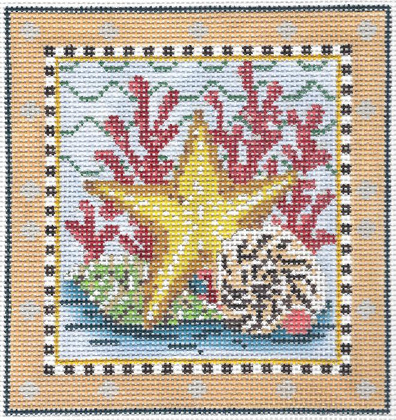 KCN938 Golden Starfish 5.5"w x 5.75"h 14 Mesh KELLY CLARK STUDIO, LLC