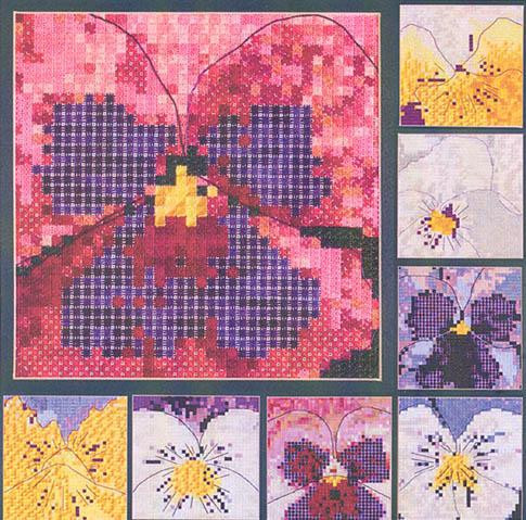 PANSY PORTRAITS (CC) 144 x 144 DebBee's Designs Counted Canvas Pattern