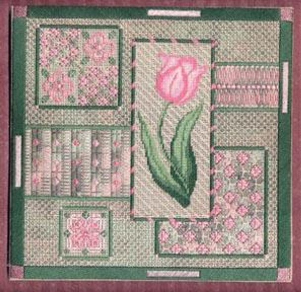PINK TULIP COLLAGE W/EMB  Laura J Perin Designs Counted Canvas Pattern Only