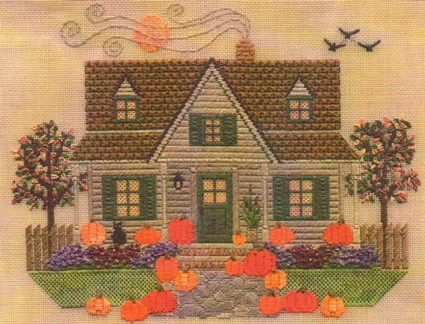 HARVEST MOON HOUSE (CC) 152h x 192w - 18ct canvas Laura J Perin Designs Counted Canvas Pattern