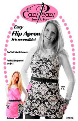 Eazy Flip Apron 27" long by 28" wide fits S-M-L and with directions for XL Eazy Peazy Quilts Quilting & Sewing 11-2451