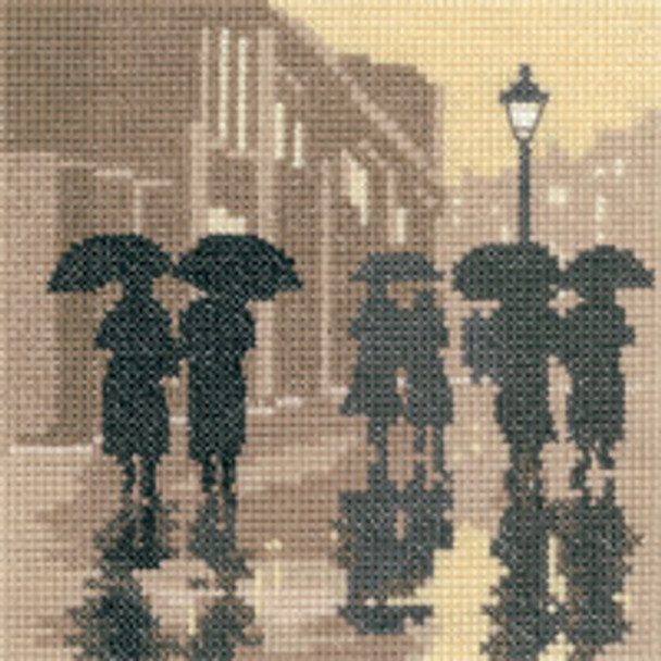 HCK1279 Heritage Crafts Kit Silhouettes Brollies by Thomas Beutel & Phil Smith  5" x 5"; Evenweave; 27ct 