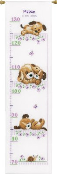 PNV155039 Vervaco Kit Playing Dogs - Height Chart 7" x 28"; Aida 
