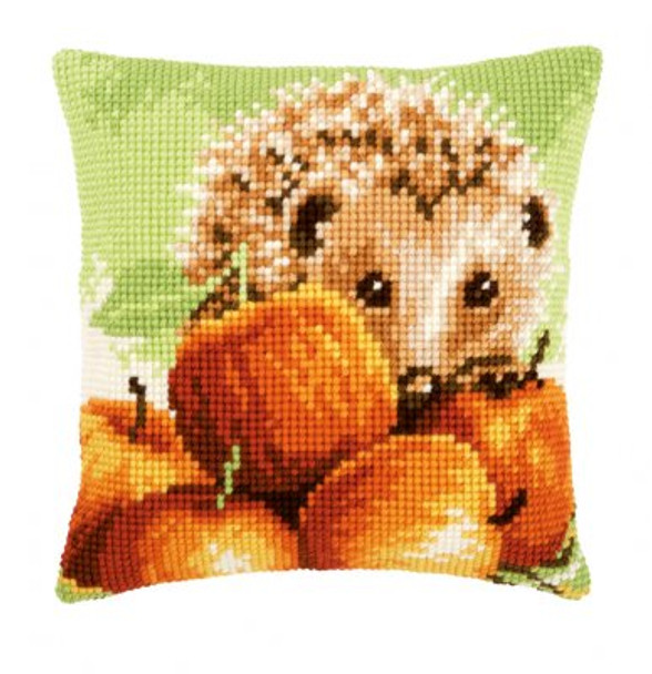 PNV155865 Vervaco Kit Hedgehog with Apples Cushion 16" x 16" 