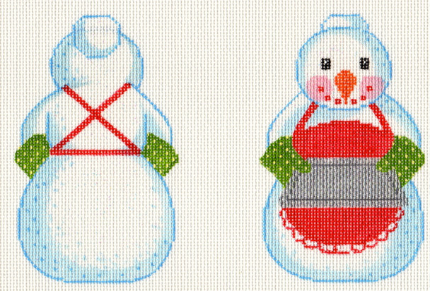 LL426F Labors Of Love Team Baking Grandma Snowman 18 Mesh 3" x 4.75" each (2)