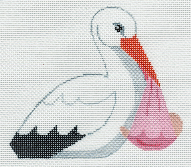 LL306V Labors Of Love It's a Girl Stork 18 Mesh 4.75x4.25 two-sided