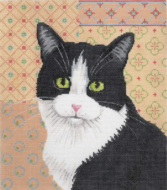 LL416E Labors Of Love Black and White Cat 18 Mesh 7.5x8.5