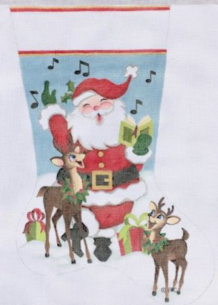 HO1197 Raymond Crawford Designs SANTA REINDEER STOCKING 11X17 18 Mesh