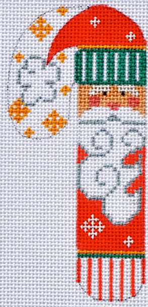 FA-04 Santa with Striped Hat Candy Cane 2 ¼ x 4 ½ 18 Mesh Danji Designs CH Designs