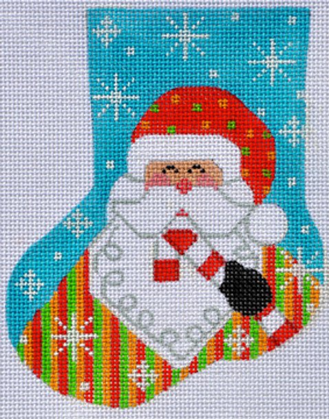 CH-89 Santa with Candy Cane Mini Stocking 4 ¼ x 5 18 Mesh Danji Designs CH Designs