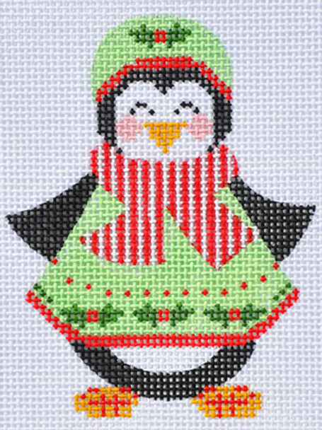 CH-85 Penguin Girl 2 With stitch guide  3 x 3 ½ 18 Mesh Danji Designs CH Designs