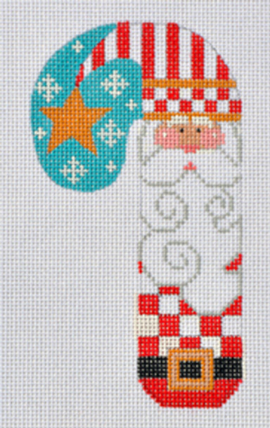 CH-79 Santa with Star Candy Cane 2 ¾ x 5 ¼ 18 Mesh Danji Designs CH Designs