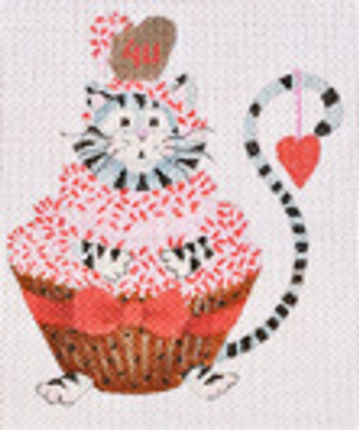 LD-32 Valentine Cupcake Cat 4 x 3 ¼ 18 Mesh LAINEY DANIELS