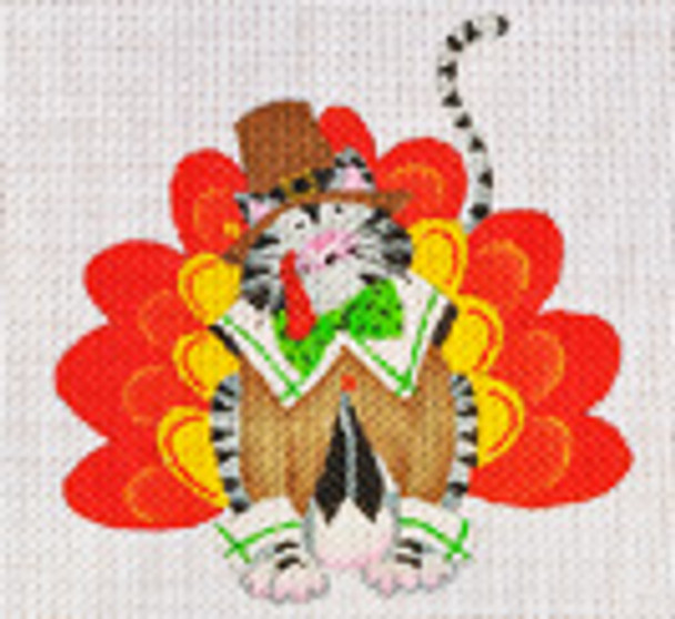 LD-38 Thanksgiving Cat 4 x 4 ½ 18 Mesh LAINEY DANIELS