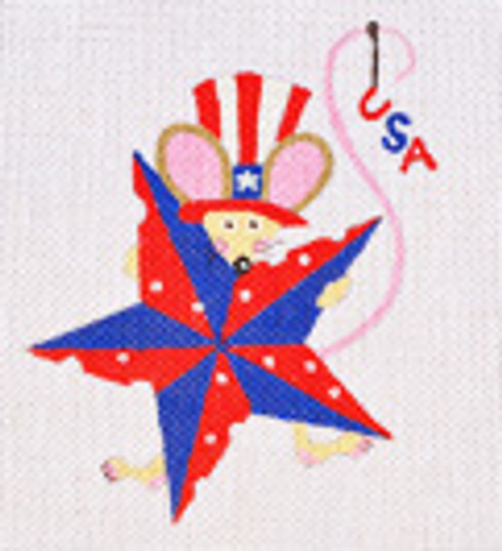 LD-33 Fourth of July Mouse  4 ¼ x 5 18 Mesh LAINEY DANIELS
