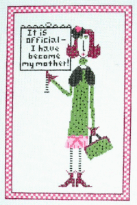 JH-07 Its Official With stitch guide 5 ¾ x 8 ¾ 18 Mesh JOEY HEIBURG-DOLLY MAMA 