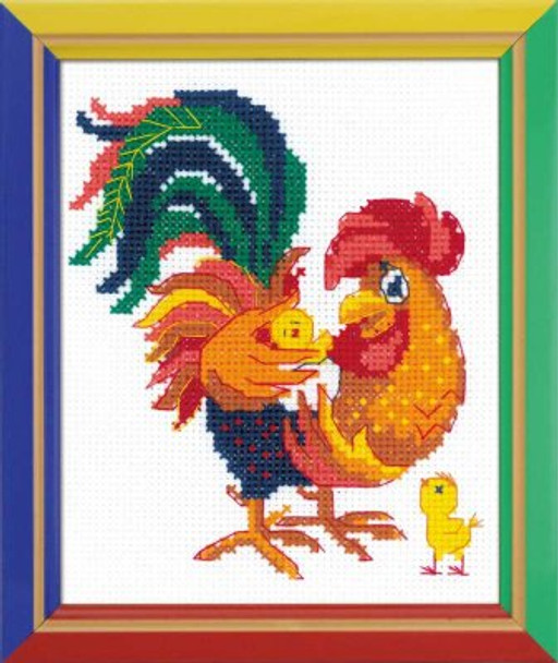 RLHB151 Riolis Cross Stitch Kit Rooster's Chick - Happy Bee