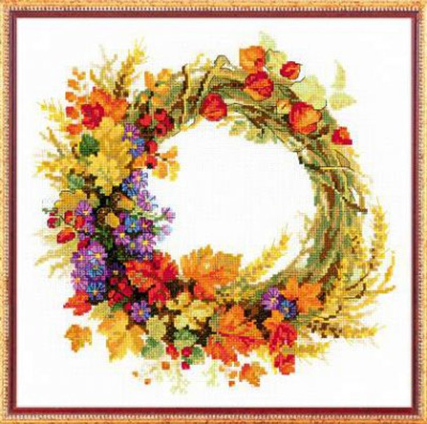 RL1537 Riolis Cross Stitch Kit Wreath with Wheat