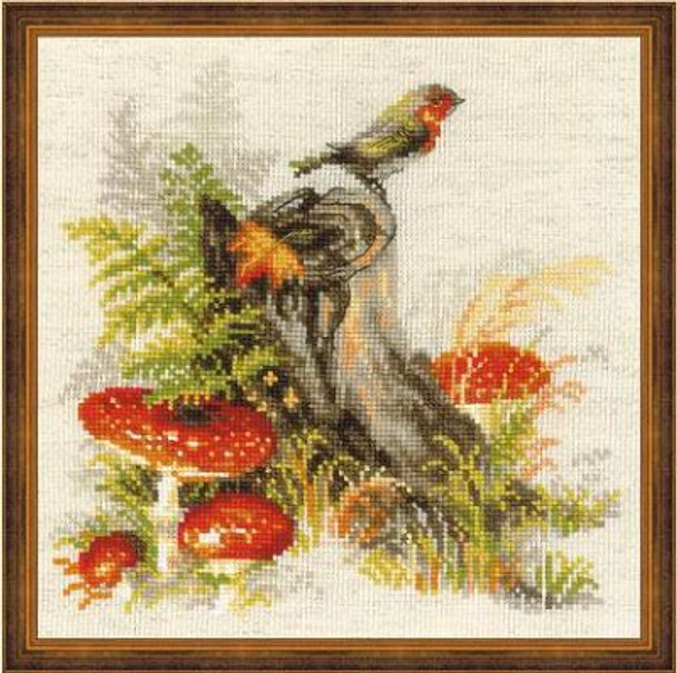 RL1545 Riolis Cross Stitch Kit Stump with Fly Agarick