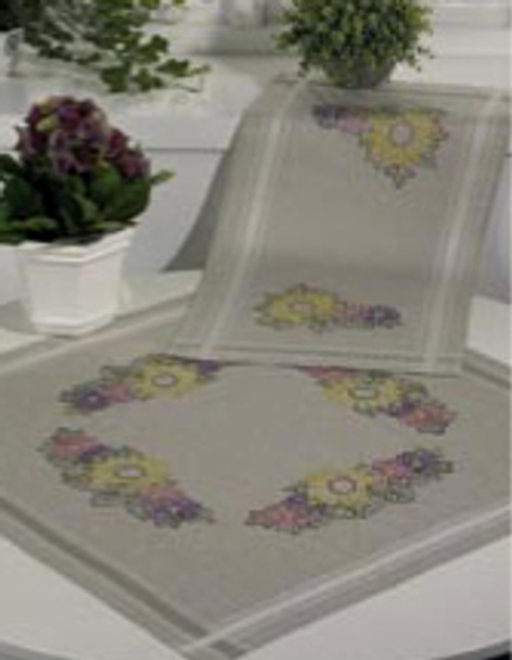 633701 Permin Fall Flowers Table Runner  (top)