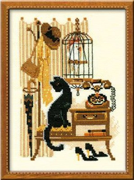 RL860 Riolis Cross Stitch Kit Cat with Telephone