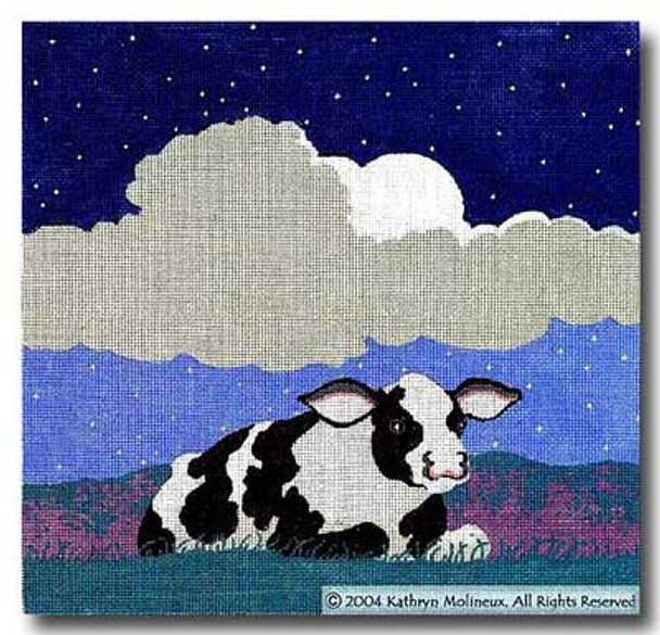 M-221 Night (black & white cow) 14 x 14 13 Mesh Shorebird Studio