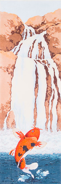 M-509 Waterfall with Carp Scroll 12 36 13 Mesh Shorebird Studio