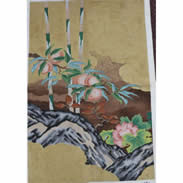 M-304 Peaches & Peonies (Center Panel) 23.25 x 36 13 Mesh Shorebird Studio