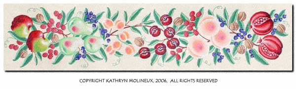 M-378 Table Runner: Fruit and Vine 48 x 11.5 13 Mesh Shorebird Studio