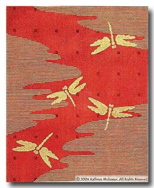 M-354 Red/Gold Dragonfly Bolster 18.5 x 23 13 Mesh Shorebird Studio