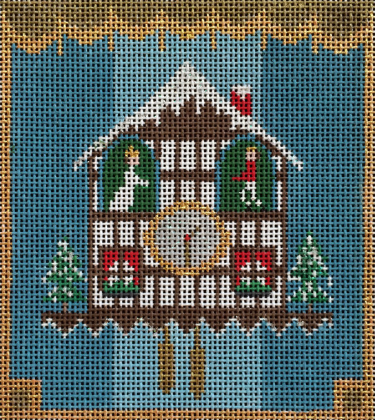 F3726 Cuckoo Clock 4 1/4 x 4 3/4" 18 ct. Fiori Designs