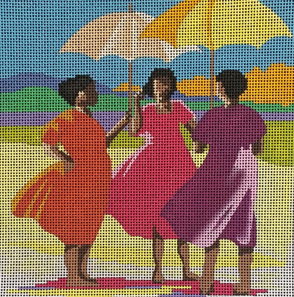 PE184 Ladies under umbrellas 8x8 13 Mesh  Colors of Praise 