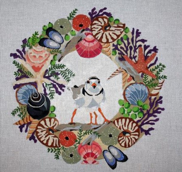 B373 Melissa Prince 14 x 14 Plovers in Seaside Wreath