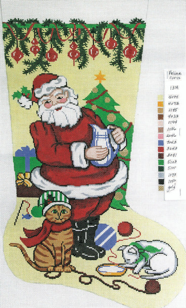 XS7180 Lee's Needle Arts Stocking Santa with Kittens 13CT 13X23