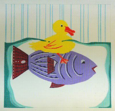 WWCO1610 Duck on a Fish 8 x 8 18 Mesh Waterweave