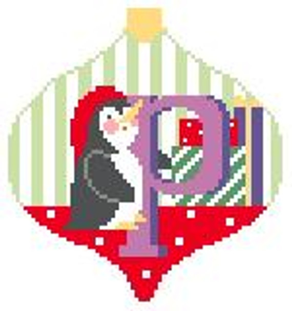 AO116 P Penguin Bauble  4 x 4 18 Mesh Kathy Schenkel Designs