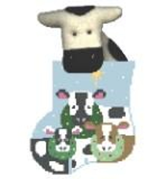 CM337 Three Cows w/Cow Kathy Schenkel Designs 3.75 x 4 Mini Sock 18 Mesh