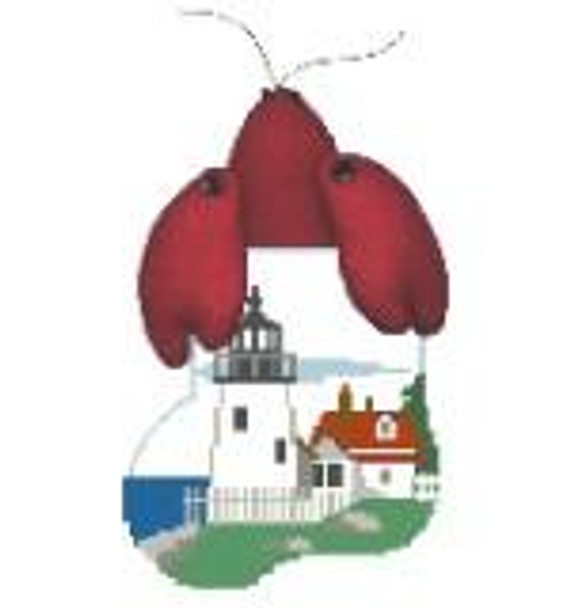 CM429 Maine Lighthouse w/Lobster Kathy Schenkel Designs 3.75 x 4 Mini Sock