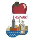 CM427 New York State w/Apple Kathy Schenkel Designs 3.75 x 4 Mini Sock