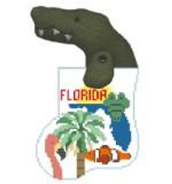 CM424 Florida State Sock w/AlligatorKathy Schenkel Designs 3.75 x 4 Mini Sock