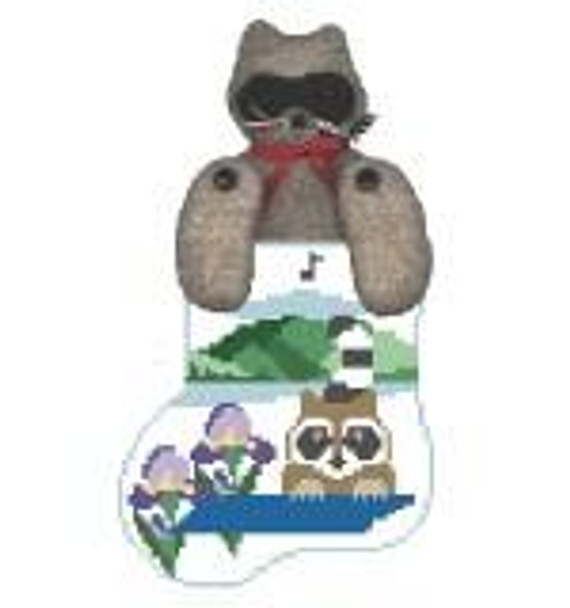 CM411 Tennessee Sock w/Raccoon Kathy Schenkel Designs 3.75 x 4 Mini Sock