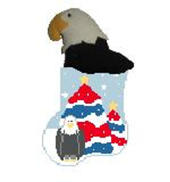 CM588A Patriotic Tree w/Eagle Kathy Schenkel Designs 4 x 4 Mini Sock