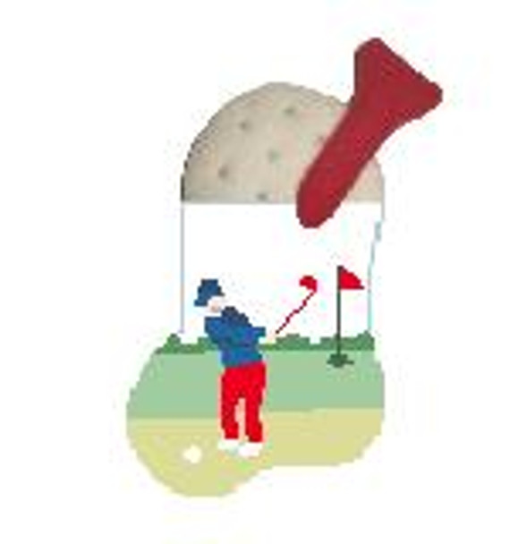 CM579 Golfer w/Golf Ball Kathy Schenkel Designs 4 x 4 Mini Sock 18 Mesh