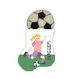 CM564 Girl Soccer w/Ball Kathy Schenkel Designs 4 x 4 Mini Sock 18 Mesh