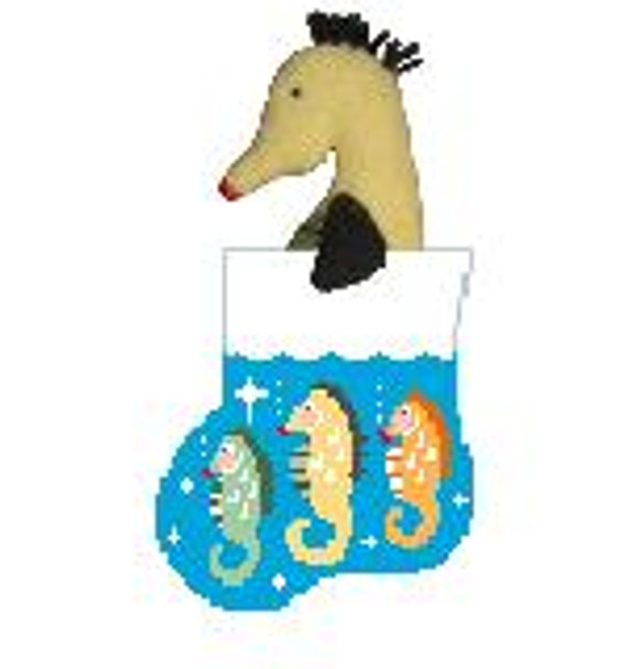 CM542 Seahorses w/Seahorse Kathy Schenkel Designs  4 x 4 Mini Sock 18 Mesh