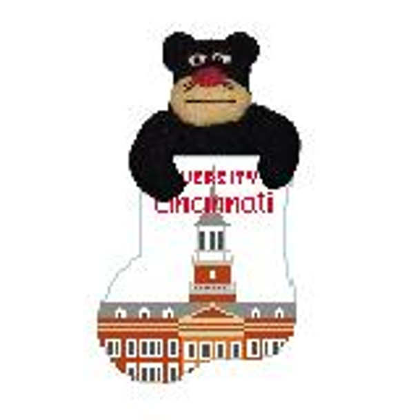 CM474Z U of Cincinnati w/Bearcat Kathy Schenkel Designs 4 x 4 Mini Sock 18 Mesh